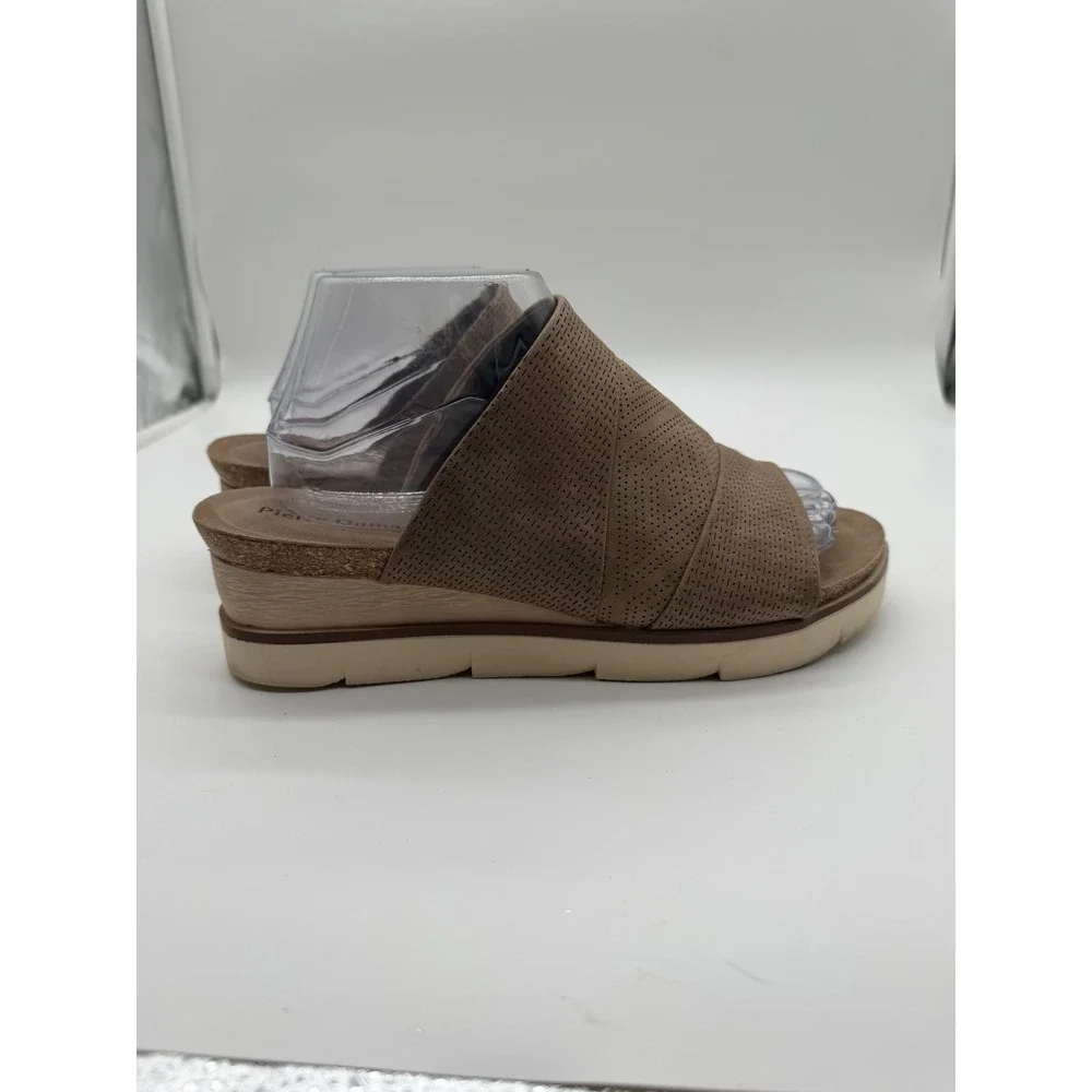 Pierre Dumas‎ Womens Taupe Perforated Wedge Sandals Platform Slide 9